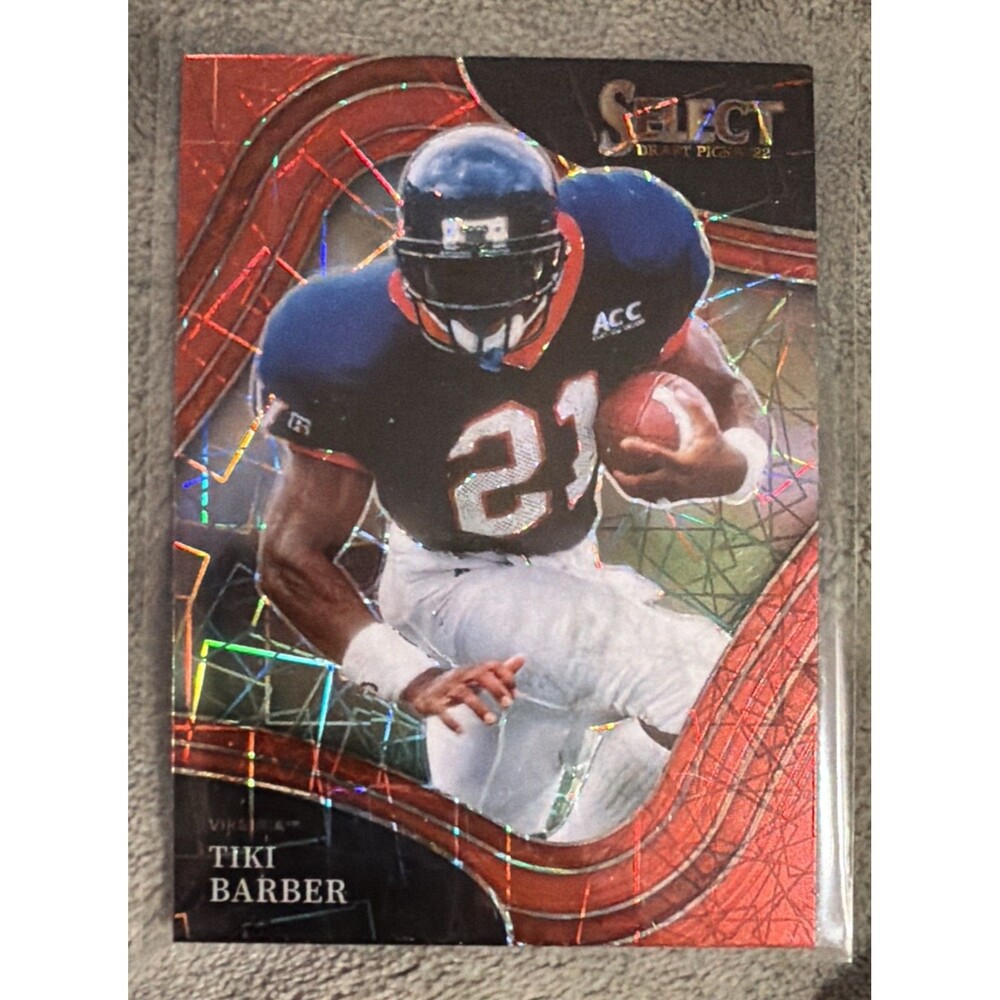 2022 Panini Select Draft Picks - Field Level Tiki Barber #190 Red Lazer Prizm